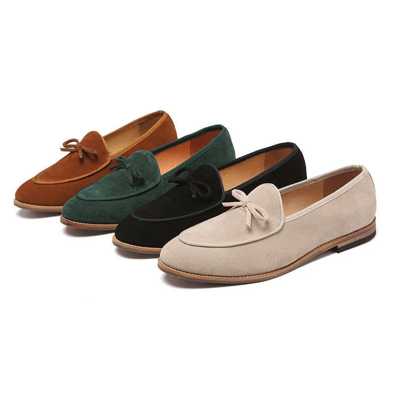 Luxury Designer Men Vintage Suede Green Evening Oxford Shoes Moccasins Wedding Party Formal Footwear Sapato Social Masculino