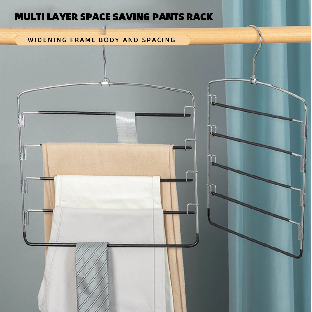 5-Layer Multi-Functional Clothes Hangers Multiple Layers Space Saving Jeans Pant Rack Non-Slip Closet Storage Organizer 1/3/5pcs