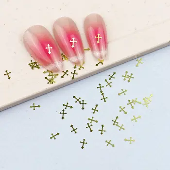 100個十字架金屬美甲飾品,金色、銀色、黑色金屬美甲釘,3D美甲裝飾配件 10 最佳銷售 釘十字架吊墜 - №8