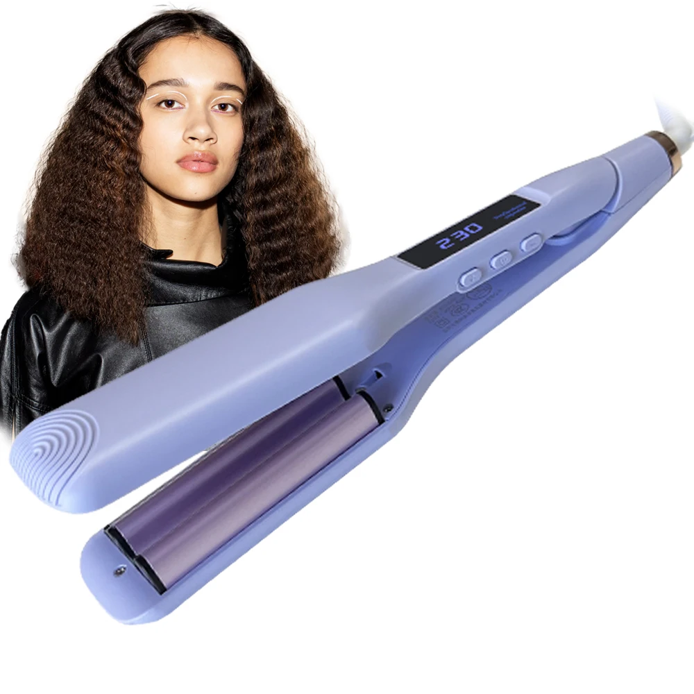 Hair Waver Iron Small Wave Hair Criming Iron 4 Barrels Hair Curler Locking Button Dual Voltage Salon Hair Crimper Tool 11mm Curl