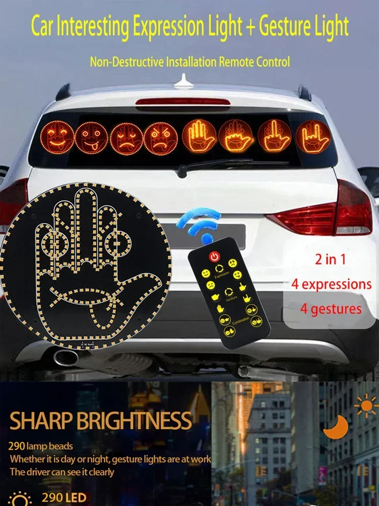 Kreativer Spaß Drei Modelle Gestenlampe Auto Innen Heckscheibe LED Handgeste Zeichen Mittelfinger Zeichen Warnung Bremslicht – Detail 1
