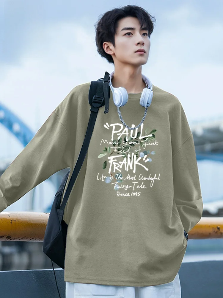 

Мужская футболка с длинным рукавом из чистого хлопка, весна 2026, новинка, американский трендовый бренд, дизайн с изображением обезьяны с большим ртом, для ношения под одеждой