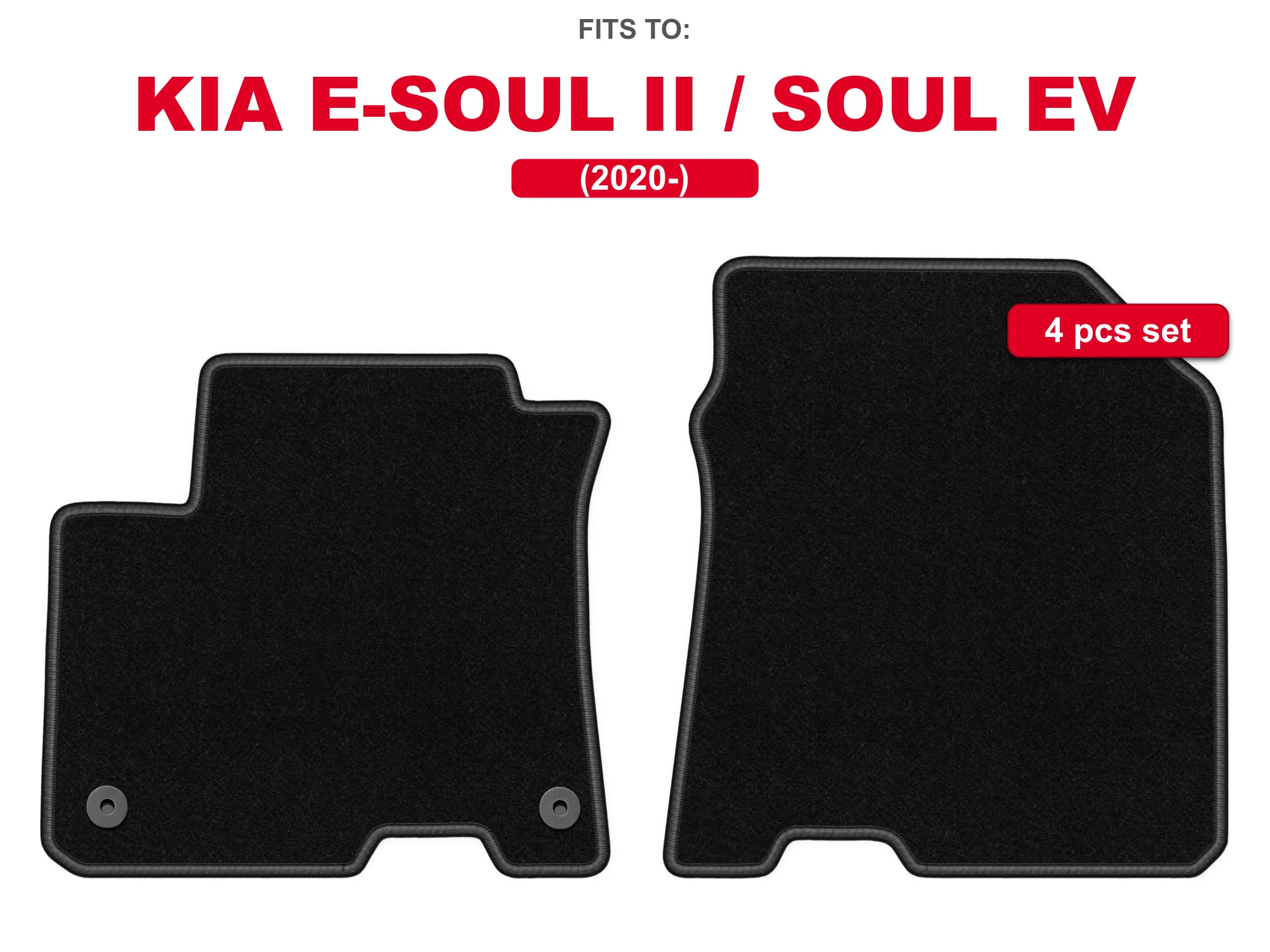 Tapis avant en velours pour Kia E-Soul II / Soul EV 2020- hatchback, ensemble de tapis de sol avant pour véhicule