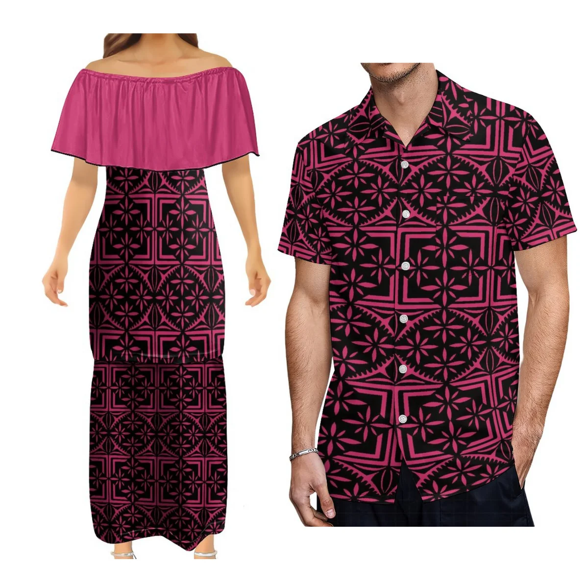 

2023 Summer Women'S Mid-Sleeve Dress Pretaxi Dress Off-The-Shoulder Dress With Men'S Shirt Couple Suit