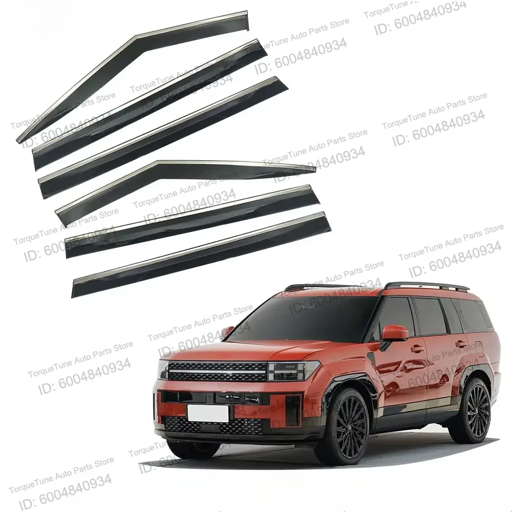 For Hyundai New Santa Fe 2024 6-Pack Side Door Rain Visors, Custom Fit Window Wind Deflectors, Weather Resistant Easy Mount Car