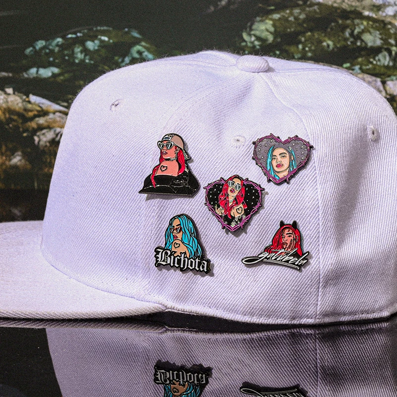 etro Mexican Metal Hat Pin Enamel Pins Cartoon POP Singer Girls Heart Shape Badge Golf Cap Baseball Cap Clip Badge Jewelry Pins