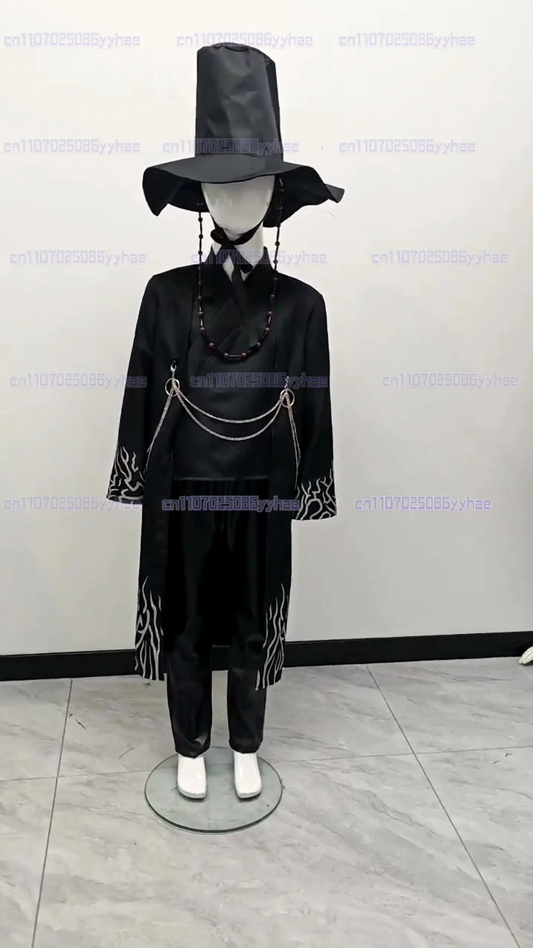 Niños Anime demonio Cosplay cazadores niño negro fantasma equipo uniforme cuentas sombrero disfraz Halloween carnaval fiesta