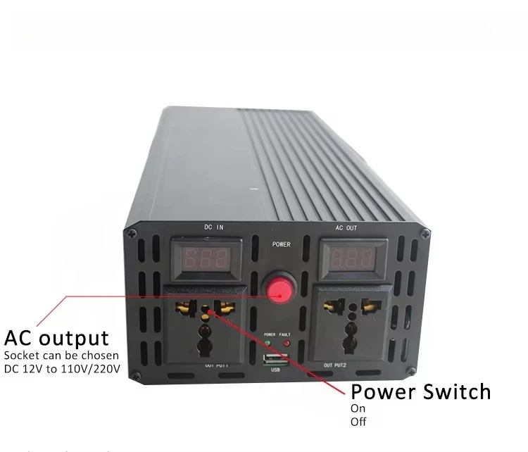 Power Inverter Dc 24v to 220v, Lithium Charger 1500w Improved Sine Wave Inverter for Rv