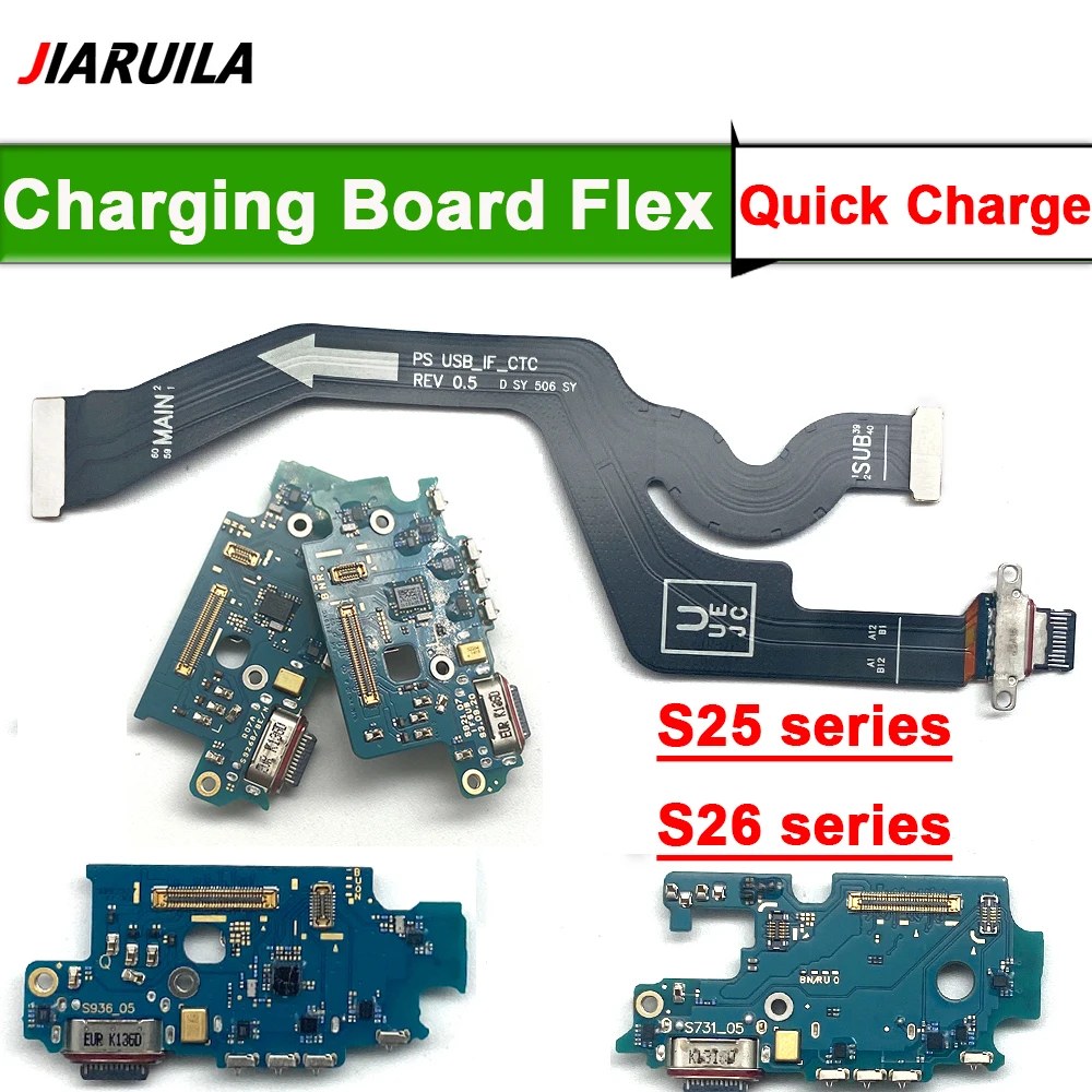 USB Charger Charging Port For Samsung S25 S931B S25Plus S936B S25Ultra S938B S26 S942B S26Plus Dock Connector Microphone Board