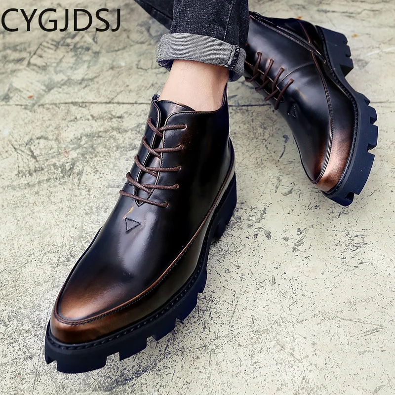 Ankle Boots for Men Casuales Werkschoenen Black Boots Leather Shoes for Men Casual Shoes for Men Leather Boots Chaussure Homme