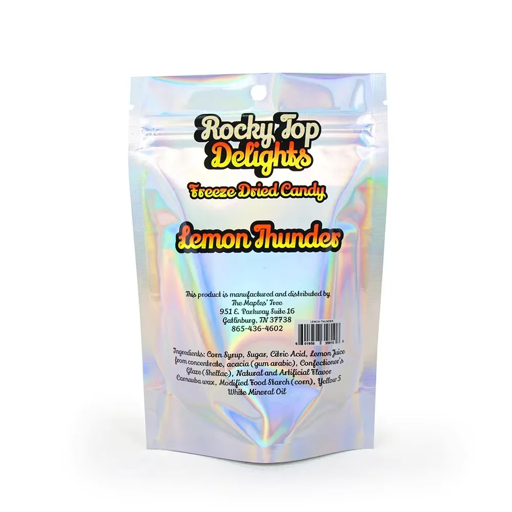 Customized Aluminum Holographic Pouch | Resealable Stand-Up Zip Lock Bag | Waterproof Transparent Packaging for Food & Snacks