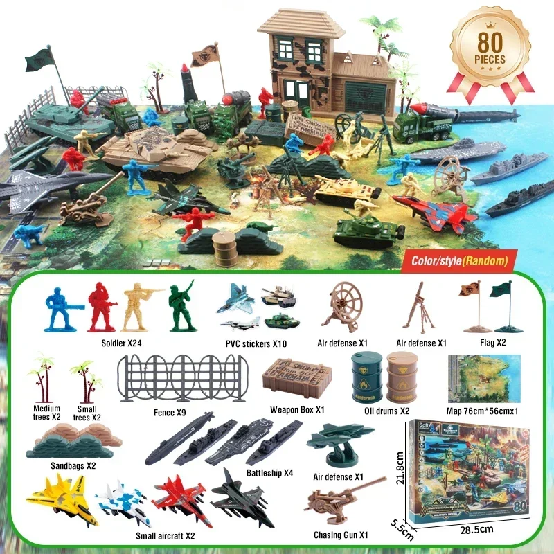 

Simulation Tank Fighter Model Set Kids Toys Haul Back Car Storage Special Forces Tank Fighter Combat Sand Table Scene Boy Gifts