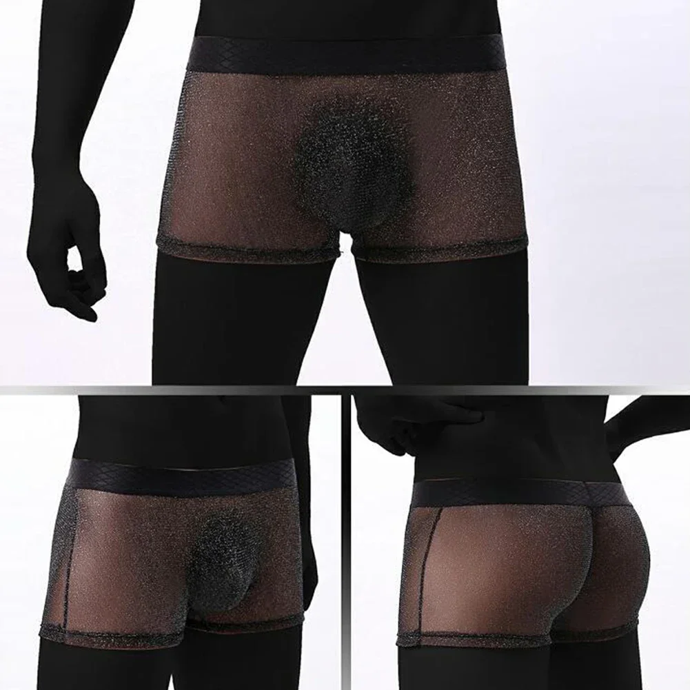 Men See Through Ultra-thin Bikini Man Brief Short Elasticity Underwear Male Panties Mesh Bulge Pouch Shiny Underpant