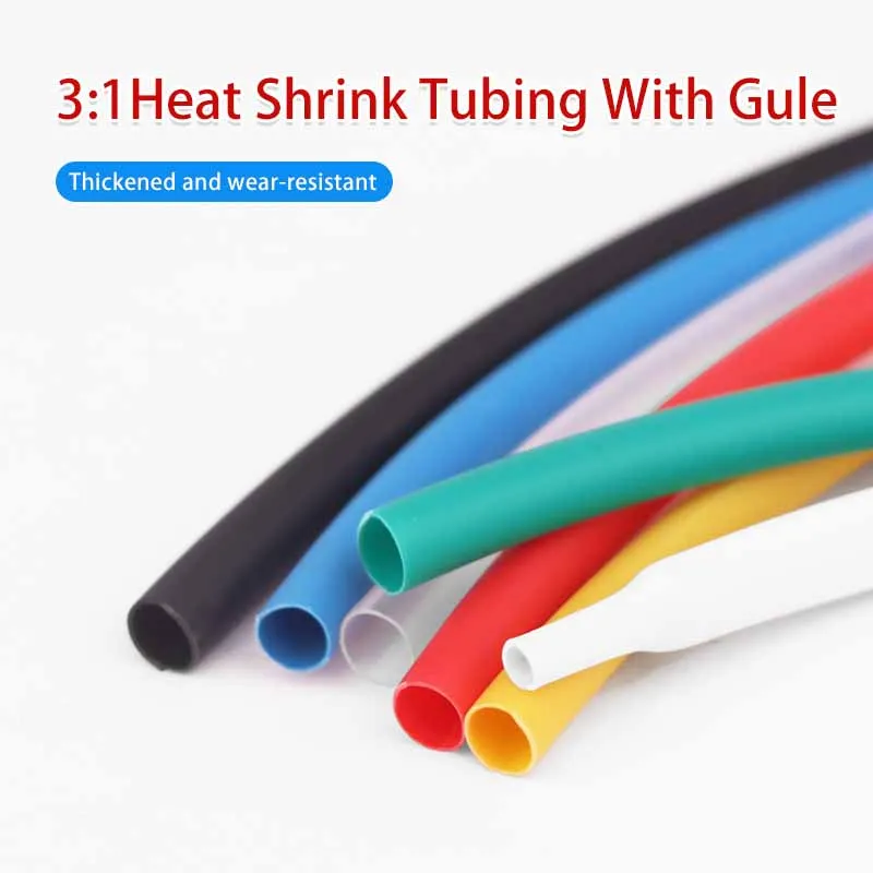 

1M 3:1 Heat Shrink Tube with Glue 1.6-25.4mm Double Wall High Shrinking Assorted Heat Shrink Tube Wire Cable Sleeving Tubing