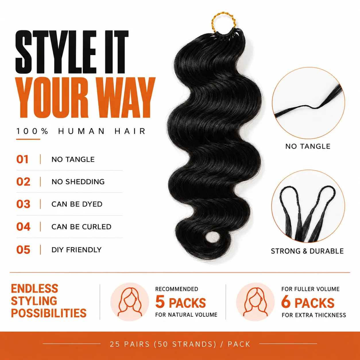 Crochet Human Hair Body Wave Knotless Pre-Separated Crochet Remy Feather Afro Hair Extensions Human Hair Lightweight For Women