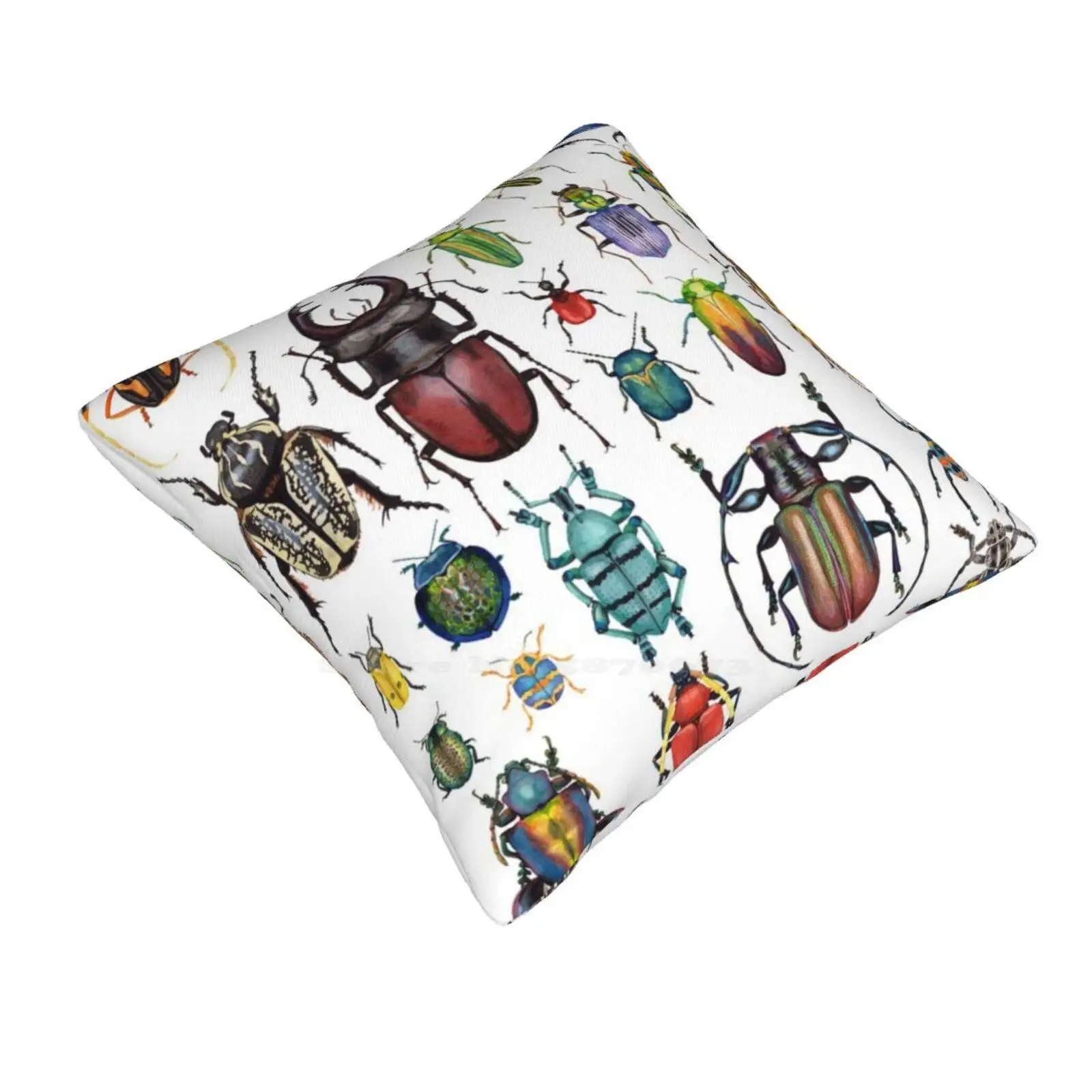 Beetle Collection Pillow Cover Hug Pillowcase Bugs Beetles Beetle Collection Beautiful Insects Watercolor Watercolour Ink