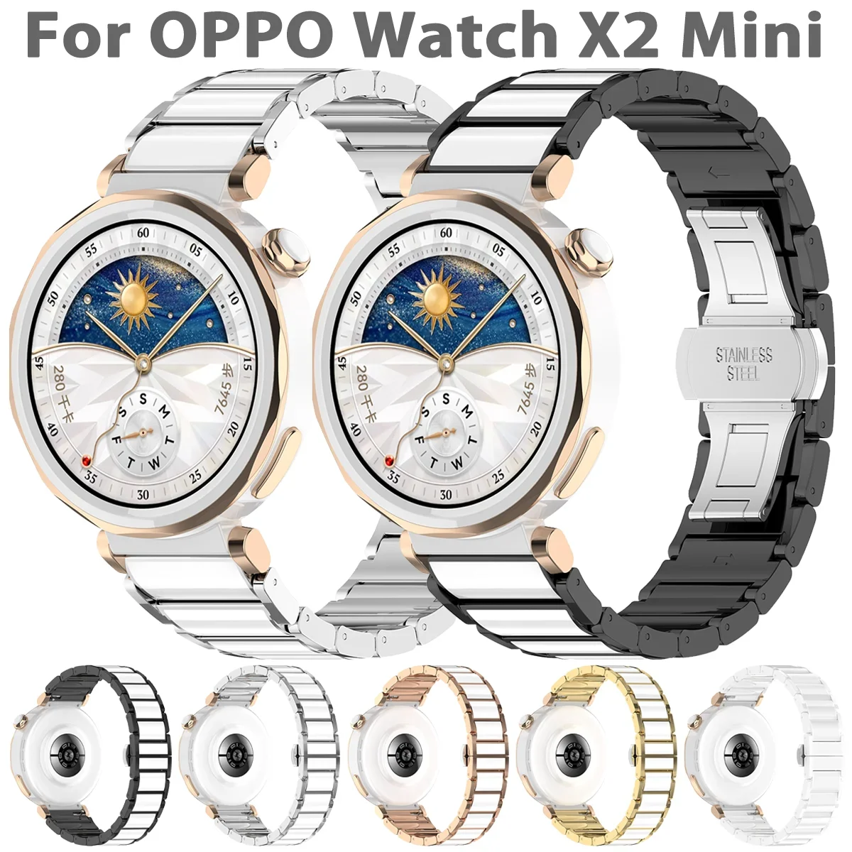 

For OPPO Watch X2 Mini Smart Watch Strap Stainless Steel Metal WatchBand Luxury Bracelet Replacement 18MM Wristband