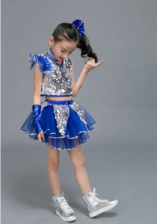 Dance Enfant Jazz Dance Street Wear Dress Chicos Dancer Performance Costume Modern Model Catwalk Sequin Costumes Skirts - view 4