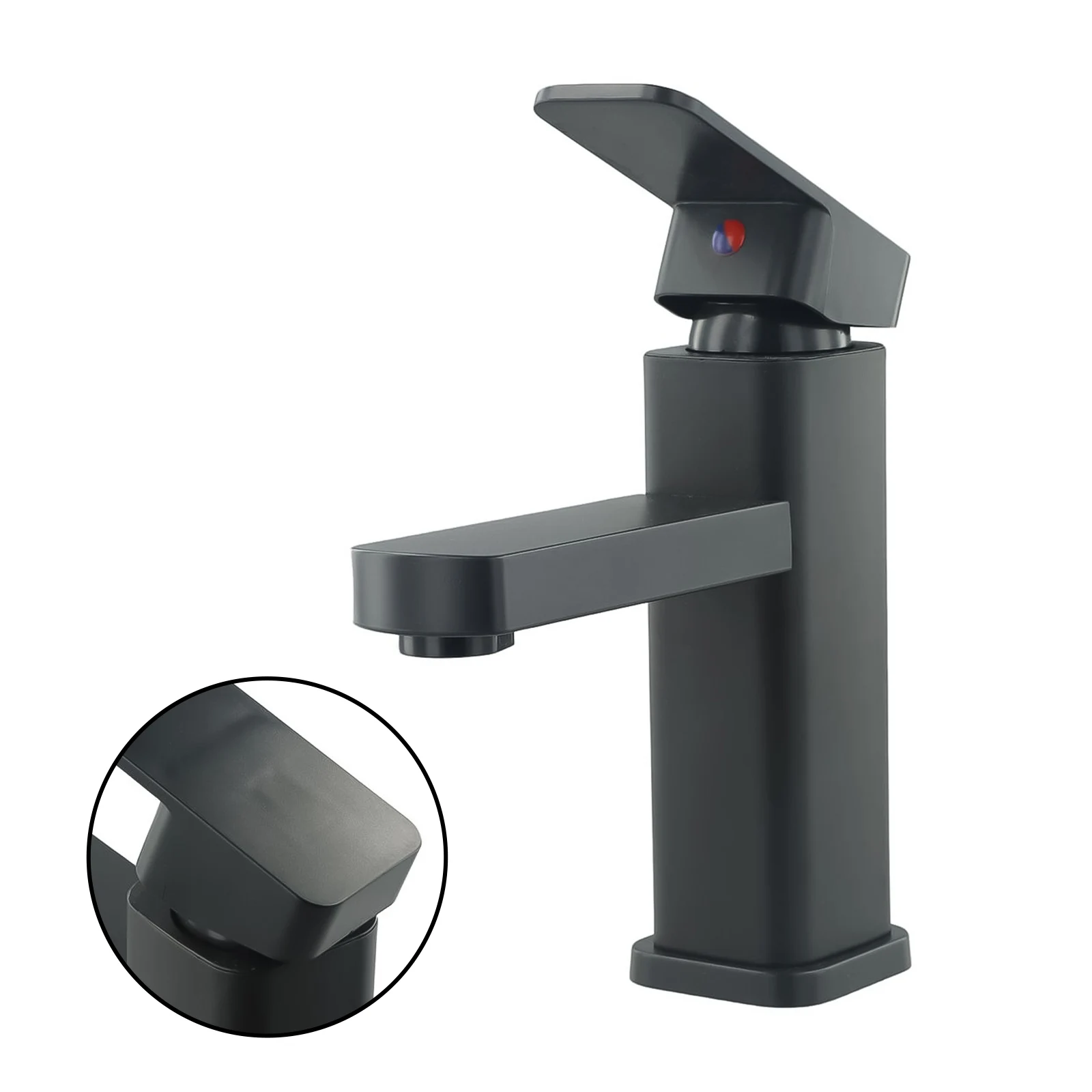 Pratical Bathroom Tap Sink Tap 1 Pcs Anti-fingerprint Basin Mixer Tap Paint Black Parts Replacements Sink Counter Waterfall