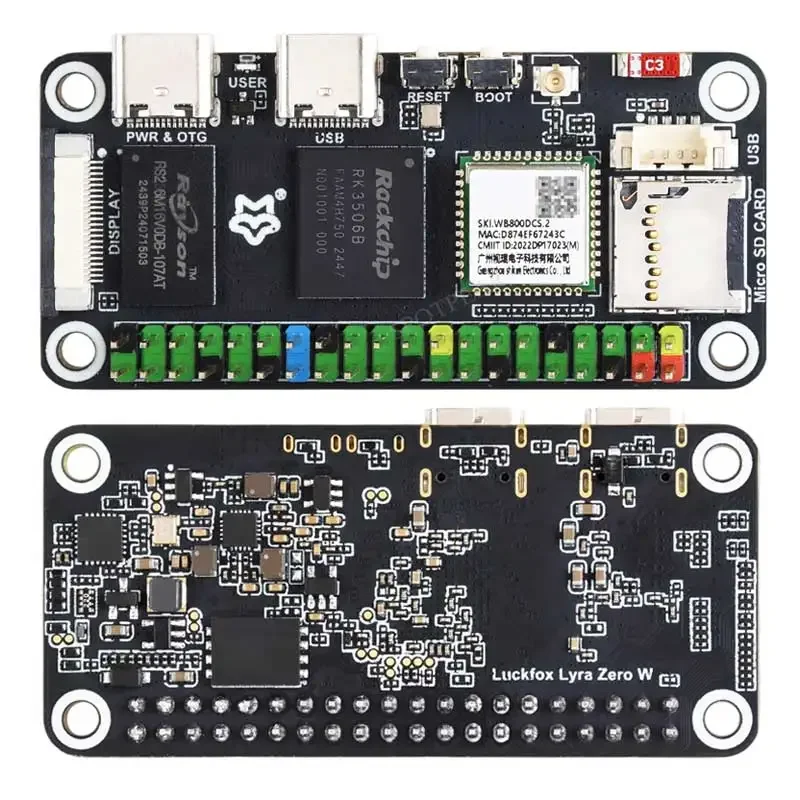 럭스폭스 리라 제로 W 리눅스 개발 보드 RK3506B 락칩 512MB MIPI/DSI 디스플레이 호환, 라즈베리 파이 제로와 호환 가능