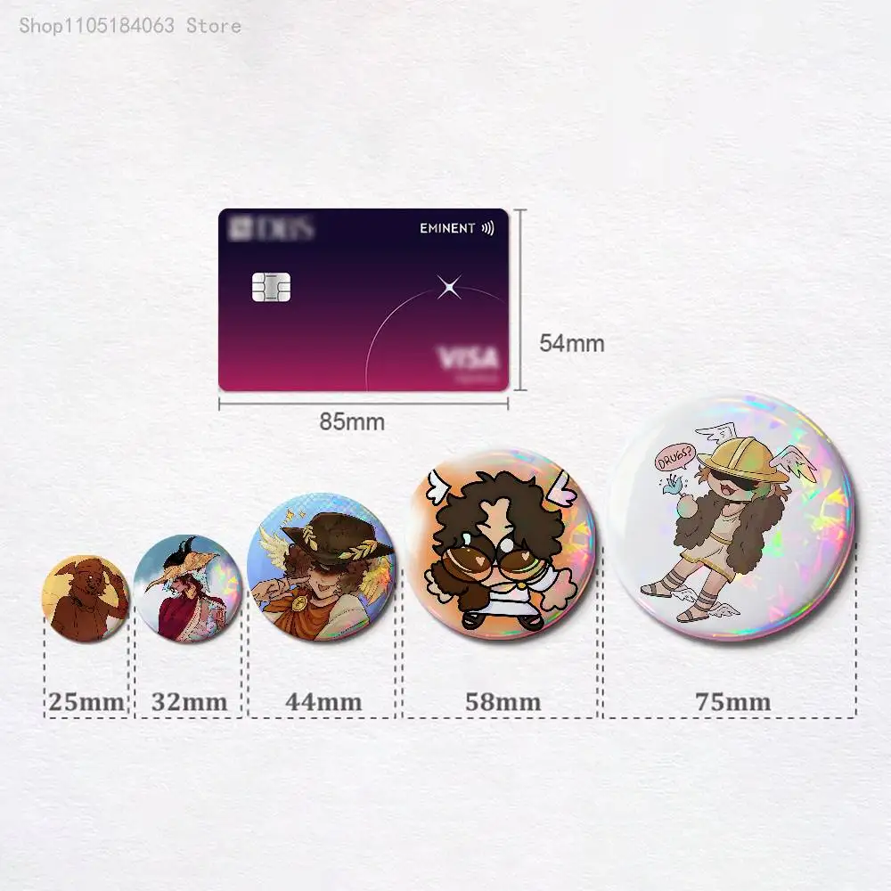 Hermes E-Epic The M-Musical 32mm 58mm 75mm 44mm 25mm Anime Badges Brooches DIY Pins Decorations Birthday Gifts