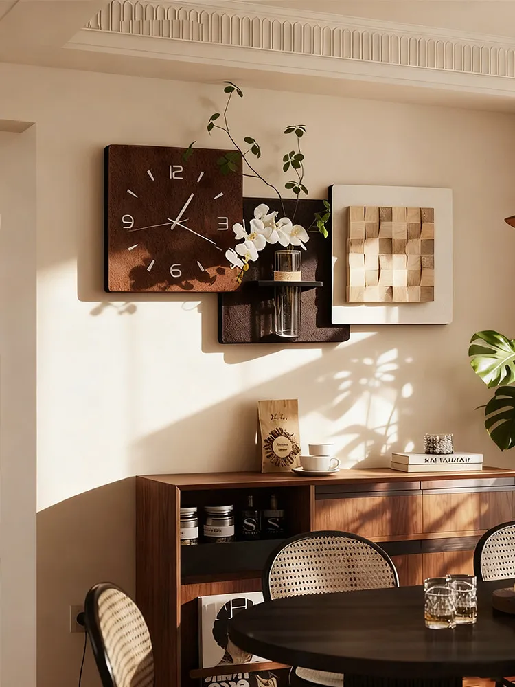 

Retro Style Dining Room Decorative Painting Clock Room Wall Hanging Dining Table Hanging Painting Clock Antique Wall Clock