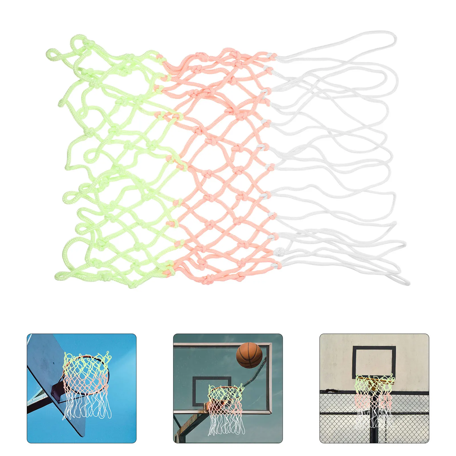 Glow in Dark Basketbalnetten Draagbare Outdoor Indoor Frame Net Vervanging Basketbalring Mesh Bag Sterke capaciteit