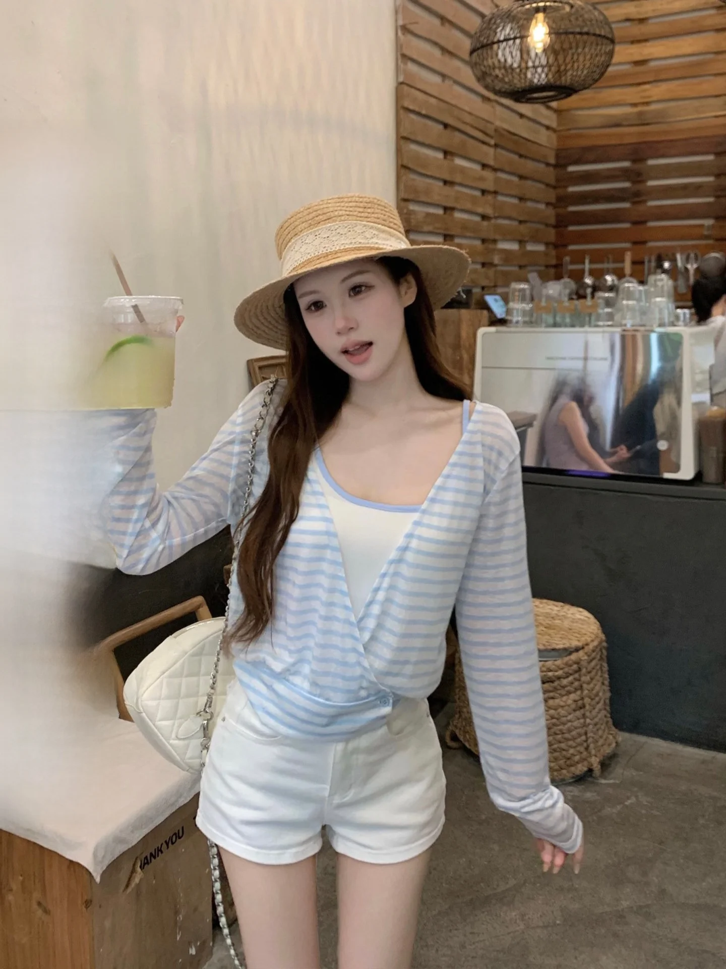 Summer High Waist Straight Leg Short Jeans Women's Pure Color White Denim Pants Simple Stylish Versatile Commute Style