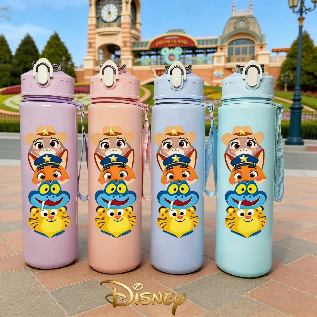 

3D Printed Zootopia Judy & Nick Pattern Water Bottle, Fun Movie-Themed Design Durable Plastic, Cute Printed Patterns, Reusable