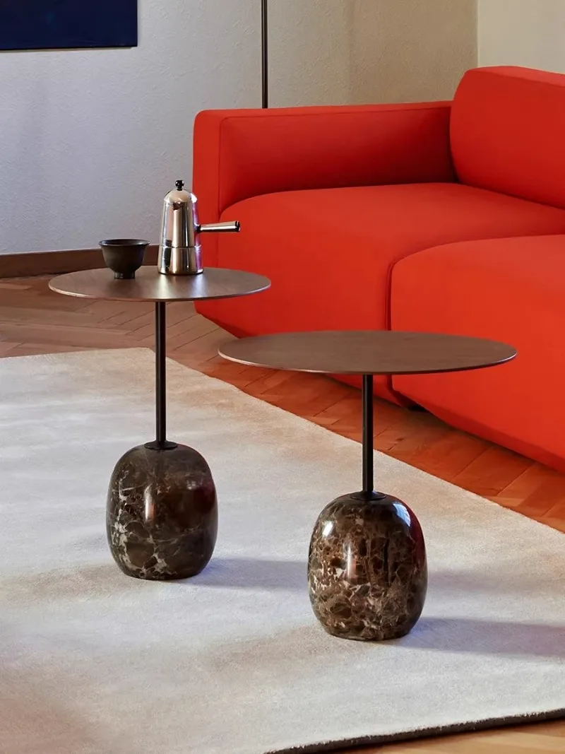 Sofa side Living room side  Removable walnut high-end marble corner  Creative bedside  Small round