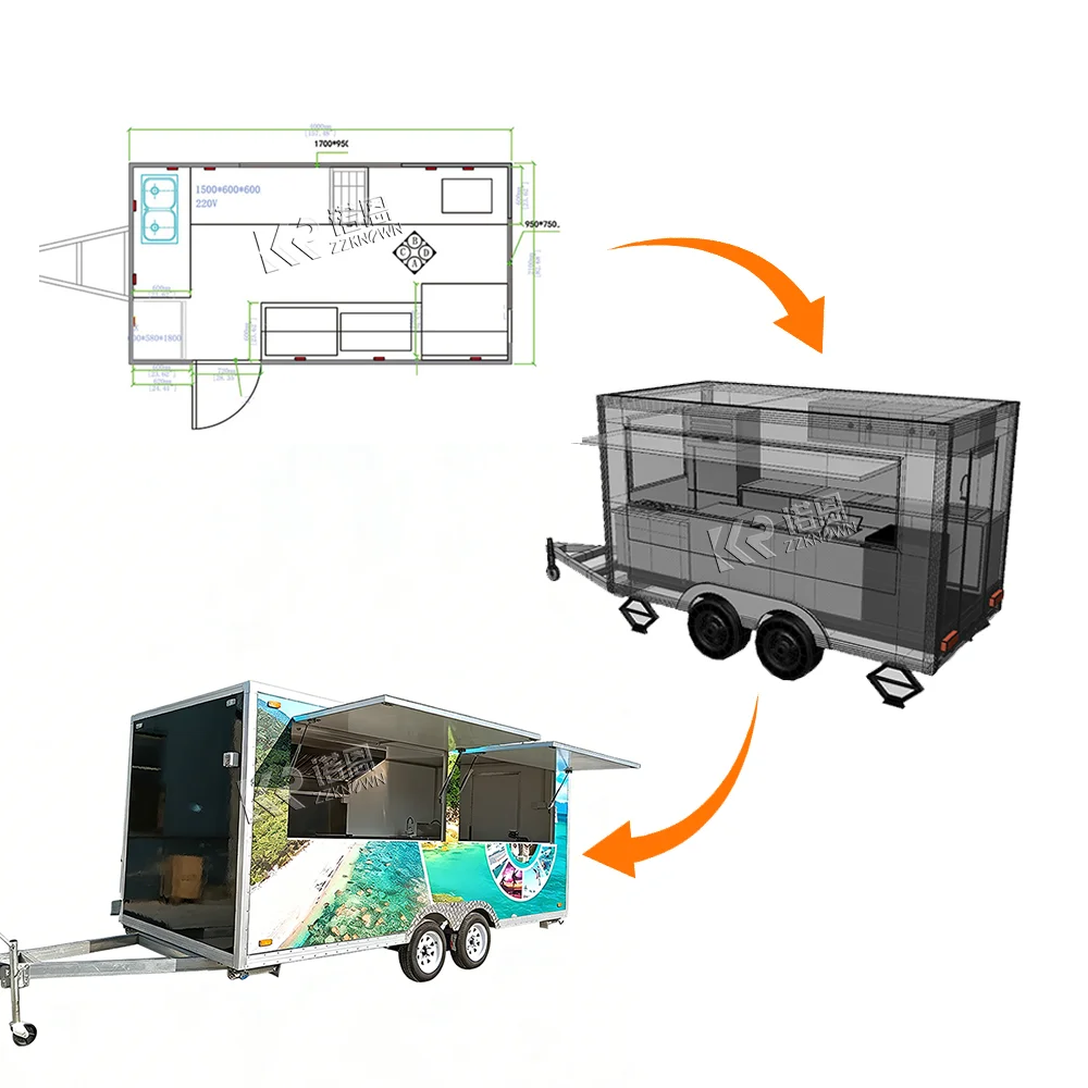

New Arrival Mobile Fast Food Truck with Full Kitchen Equipments USA Standard CE Certificate Mobile Catering Fast Food Cart