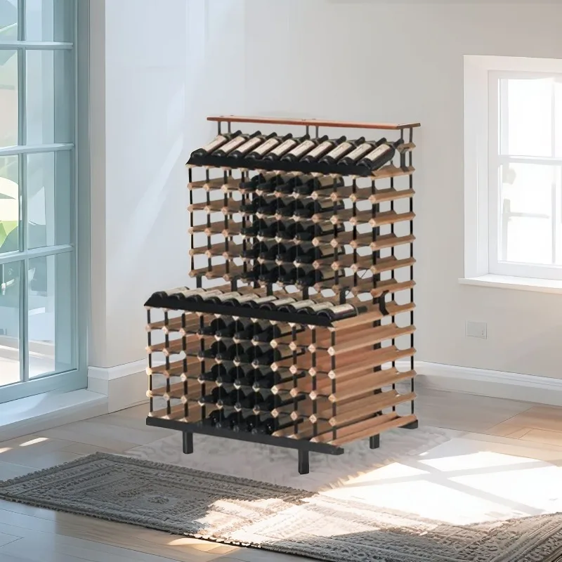 Solid Wood 160 Bottles of Red Wine Household Wine Wine Cabinet Bottle Diagonal Storage Wine Rack