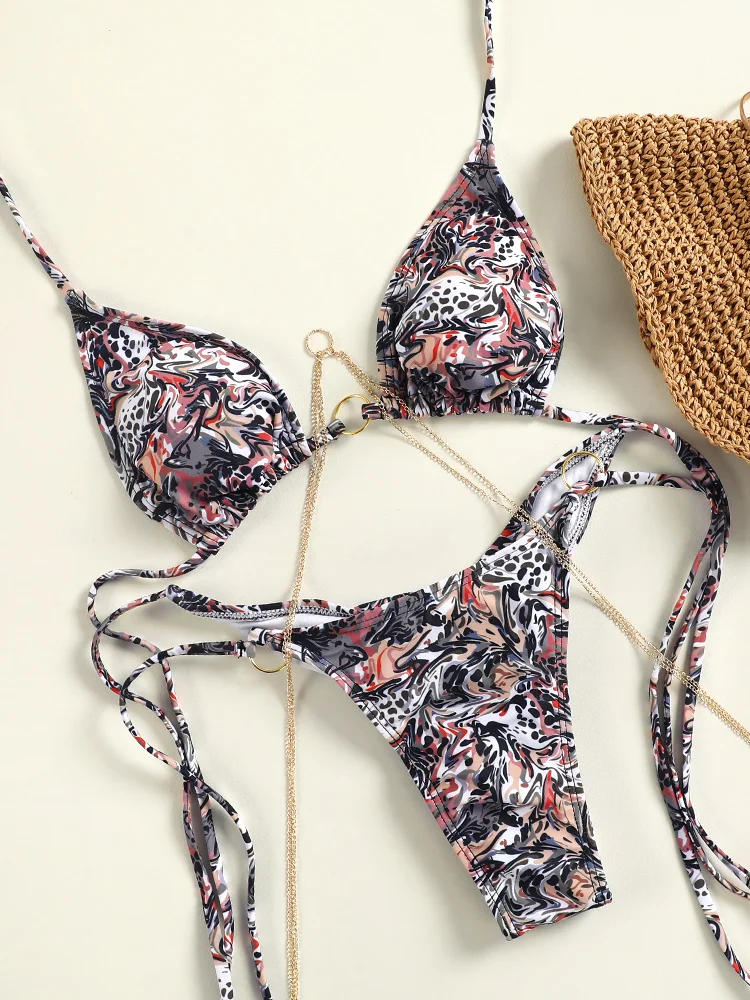 Miyouj Dreieck Bikinis Drucken Bademode Frauen Push Up Badeanzug Bandage Bikini Set Micro Tanga Sommer Badeanzüge