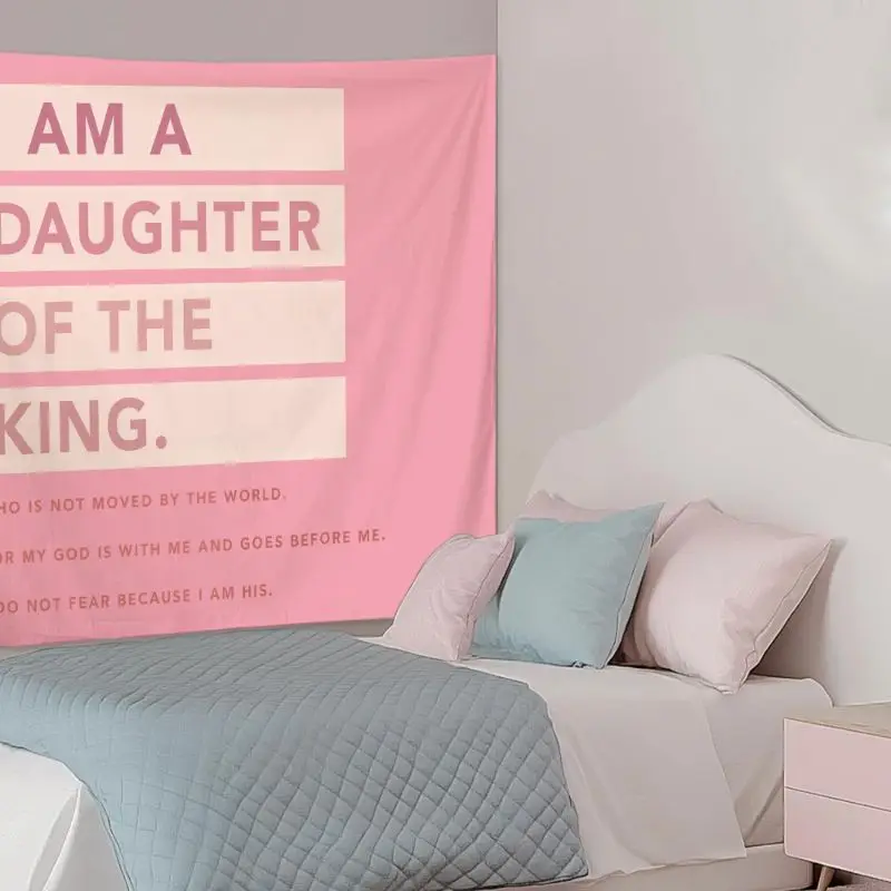 VIKAMA Pink Christian Inspirational Tapestry, 