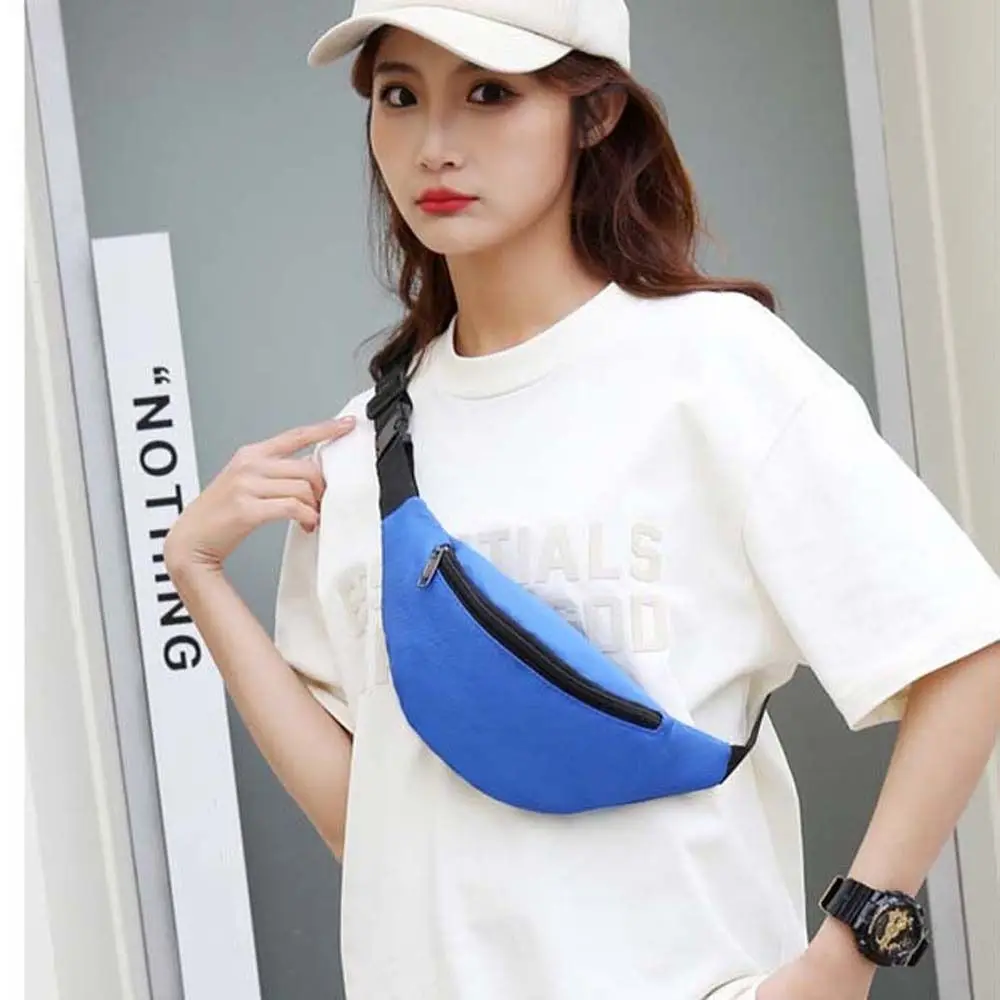 Fashion Solid Color Running Chest Bag Waterproof Oxford Sports Shoulder Bag Coin Purse Nylon Fitness Crossbody Bag Girls