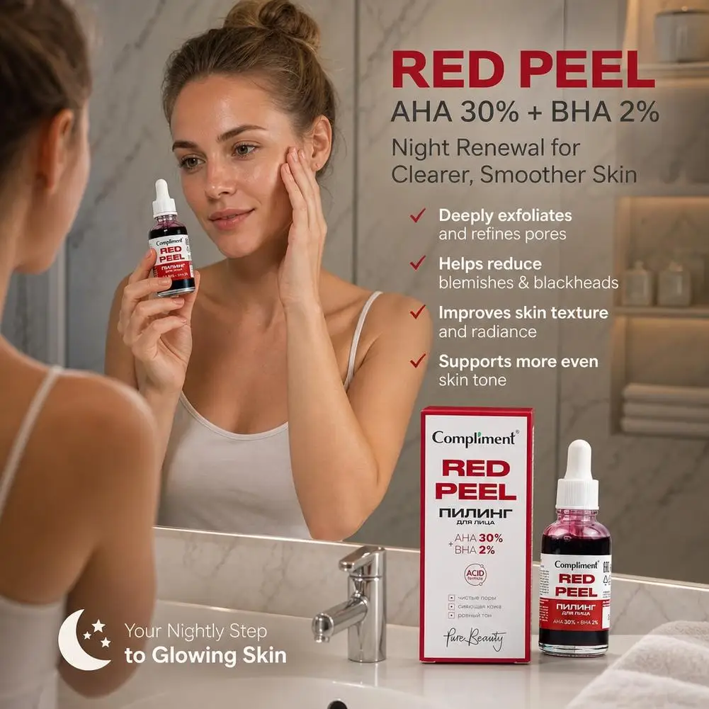 30% AHA + 2% BHA Glycolic Acid Skin Renewal Serum Red Peel Peeling Solution Deep Pore Cleansing Moisturizing Nourish Skin Care