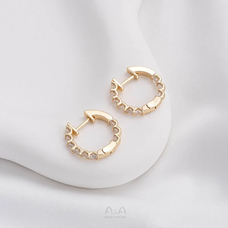 Color 14K Gold Inlaid Zirconium Earrings Korean Temperament Women's Simple Fashion Earrings
