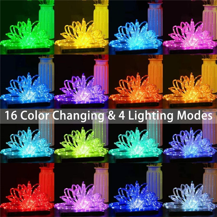 100/200 RGB LED Rope Lights USB Operated 16 Colors Changing RGB Fairy Rope String Light with Remote for Balcon Tree Patio Decor