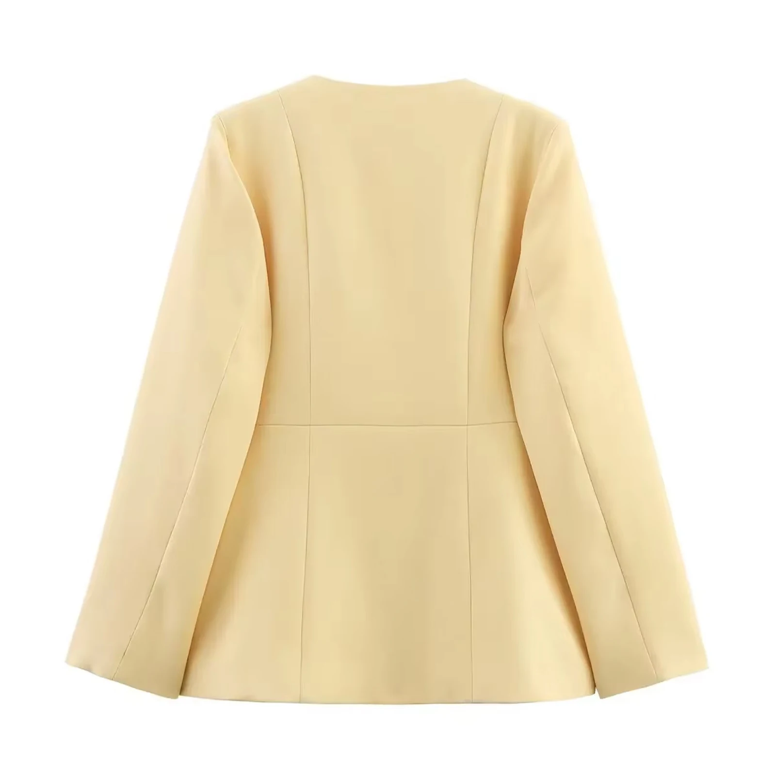 HH Damen Einfacher O-Ausschnitt Blazer mit Falschen Taschen, Stoffknöpfen, Langarm-Jacke, Frühjahr/Herbst 2026, Casual Alltagskleidung – Detail 3
