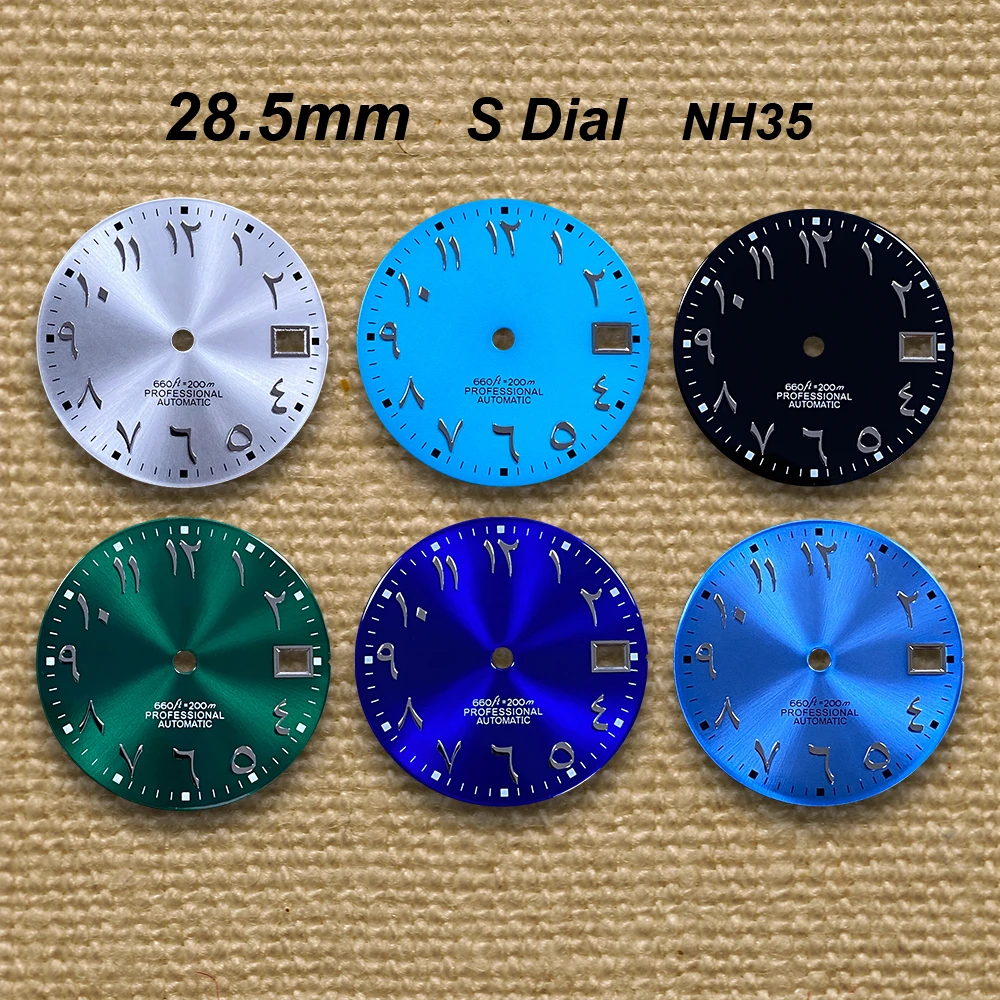 28.5mm Arabic NH35 S Dial Fit NH35/NH36/4R/7S Movement High-Quality Sunray /Matte Dial Watch Modification Accessories