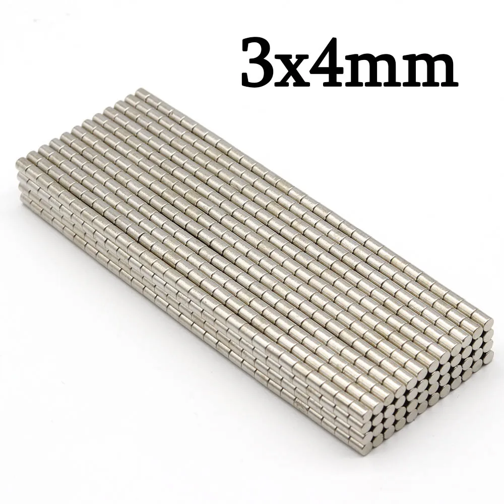 

3mmx4mm Super Strong Round Neodymium Magnet Powerful Magnets N35 small Permanent Magnetic NdfeB Refrigerator Magnet 3x4