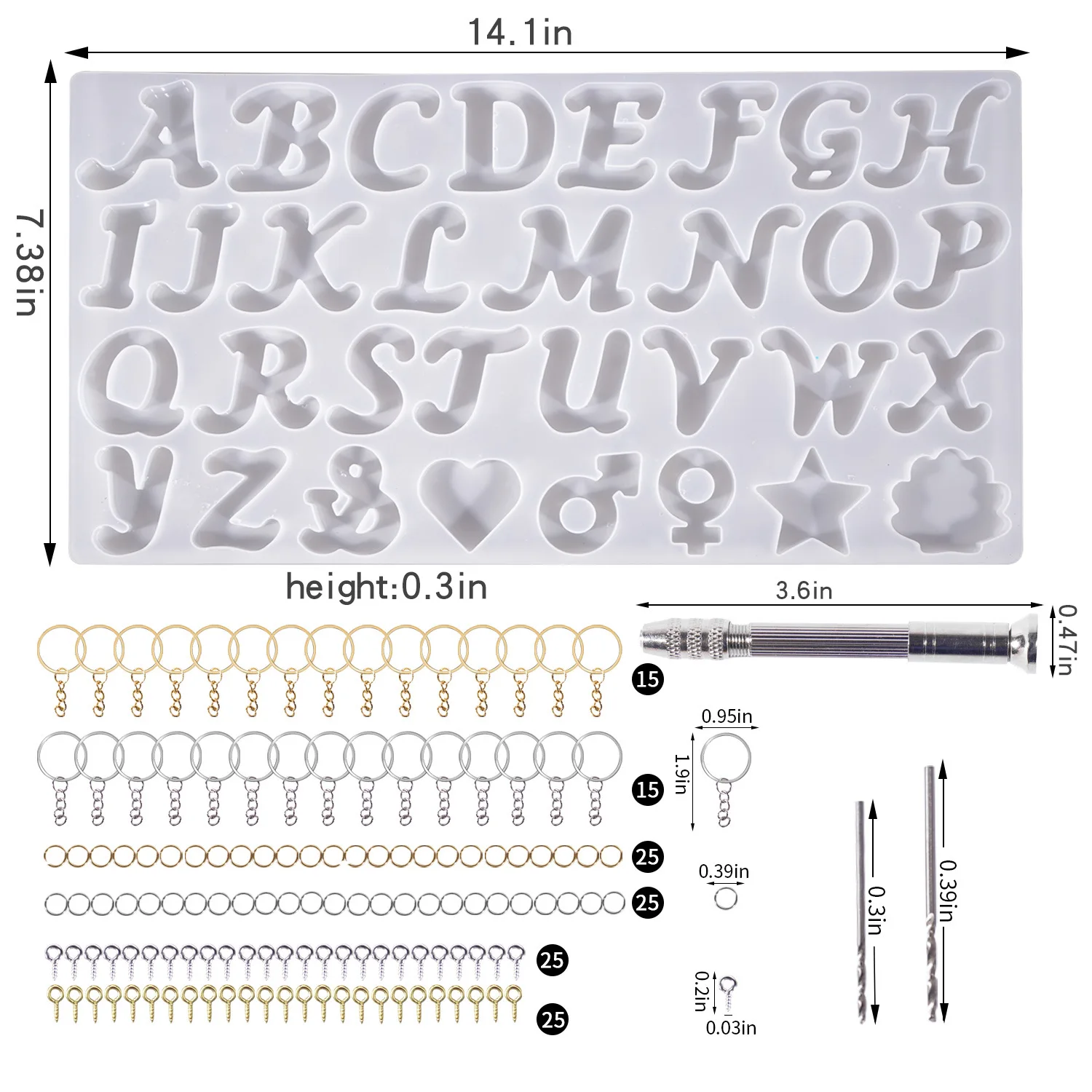 Alphabet Silicone Mold for Epoxy Resin Kit Mixed Style Letters Resin Casting Mold Set DIY Keychain Pendant Jewelry Making Tools