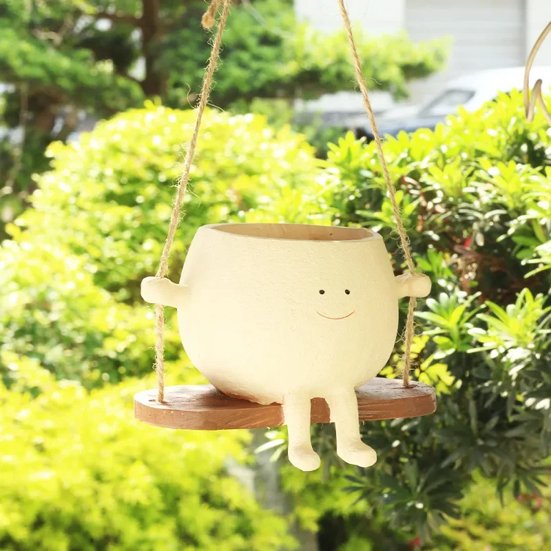 

Cute Swing Jar and Small Flower Pot, Outdoor Courtyard Decoration Small Pendant, an Excellent Gift for Family and Friends