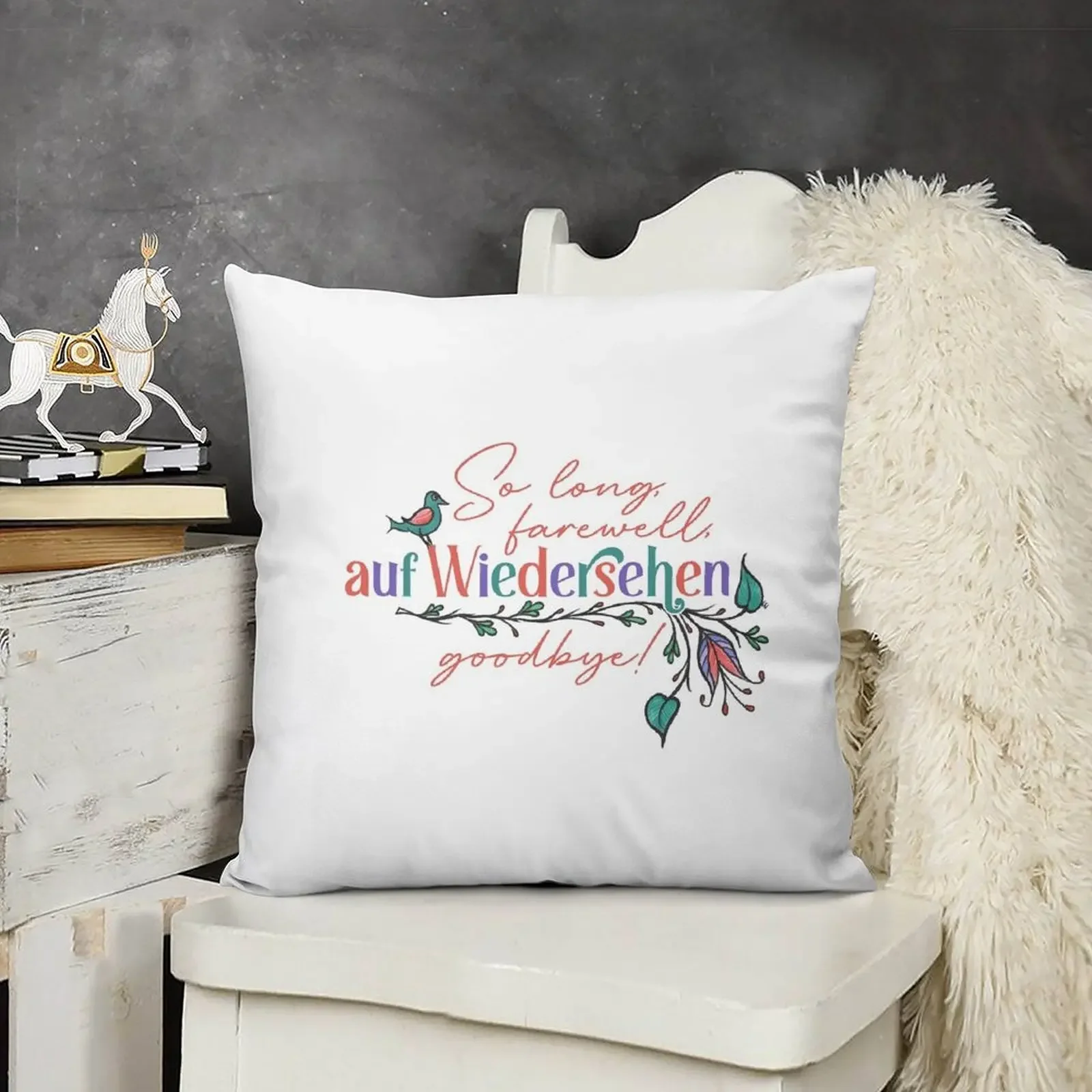 

So long, farewell, auf Wiedersehen, goodbye! - German Folk Flowers Throw Pillow Luxury Cushion Cover Sofa Cushions pillow