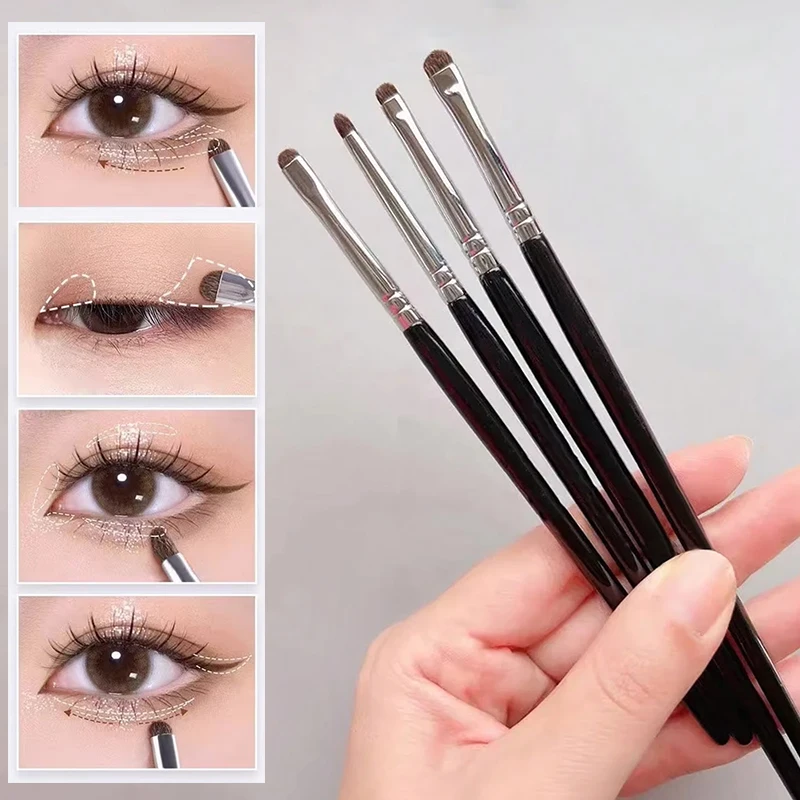 4Pcs/Set New Precise Detail Eyeshadow Brush Soft Horse Hair Eyelid Highlighter Lying Silkworm Makeup Brushes Eyes Make Up Tools