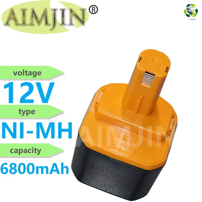 12V 6.8Ah Ni-MH Replacement Battery for Ryobi 1400652 1400670 1400652B 1400143 RY-1204 R10510 RY1201 TDS4000 TF1100