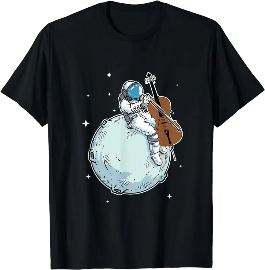 20232024 New Summer Astronaut Playing Cello Funky Shirt Gift Music Lover T-shirt