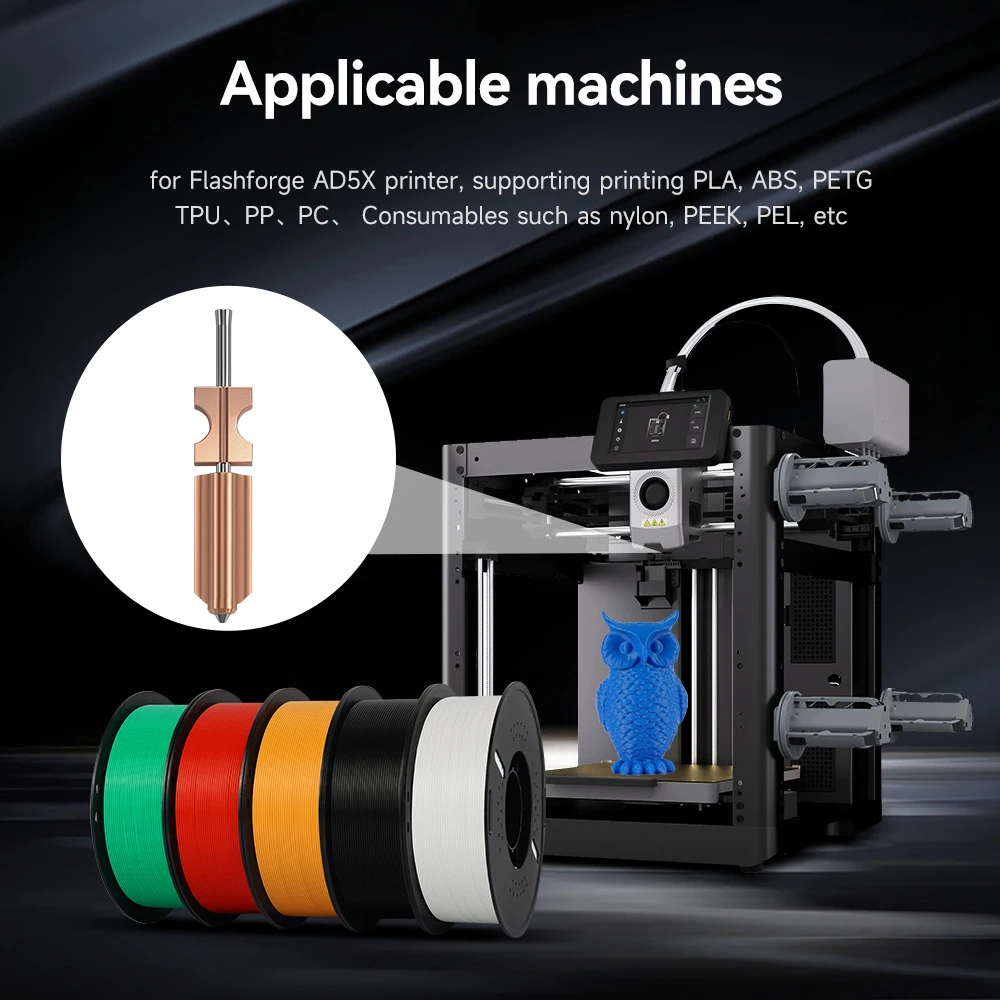 

New For FlashForge Ad5x Nozzle Hardened 0.25 0.4 0.6 0.8 Adverturer Ad5x Flashforge Extruder Ad5x Hotend 3d Printer parts