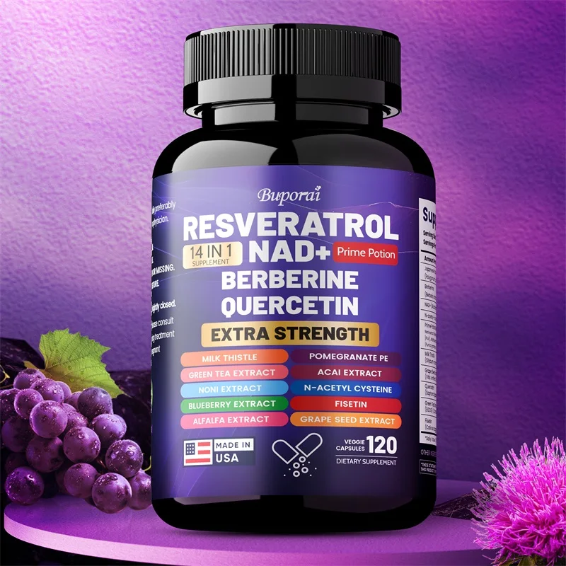 

Resveratrol Nad+ Berberine Quercetin - Supports Cell Health, Nervous System, Vitality, Healthy Aging, Metabolism, Antioxidant