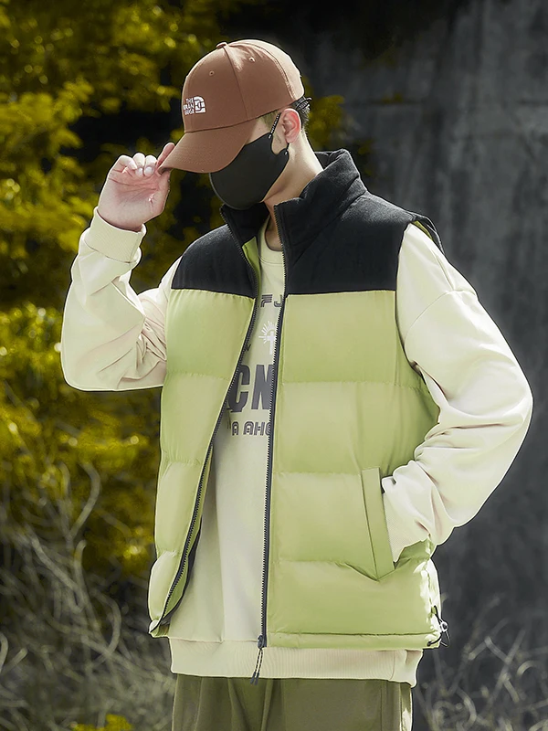 

Thiened Pure Color Stand Collar Men's Vest Autumn Winter Warm Outerwear Faion Brand Cotton Jaet Couple's Top